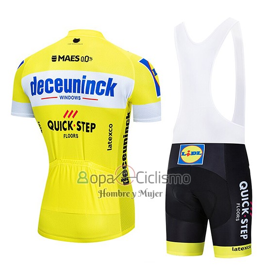 Deceuninck Quick Step Ropa Ciclismo Culotte Corto 2019 Mangas Cortas AMarillo Blanco